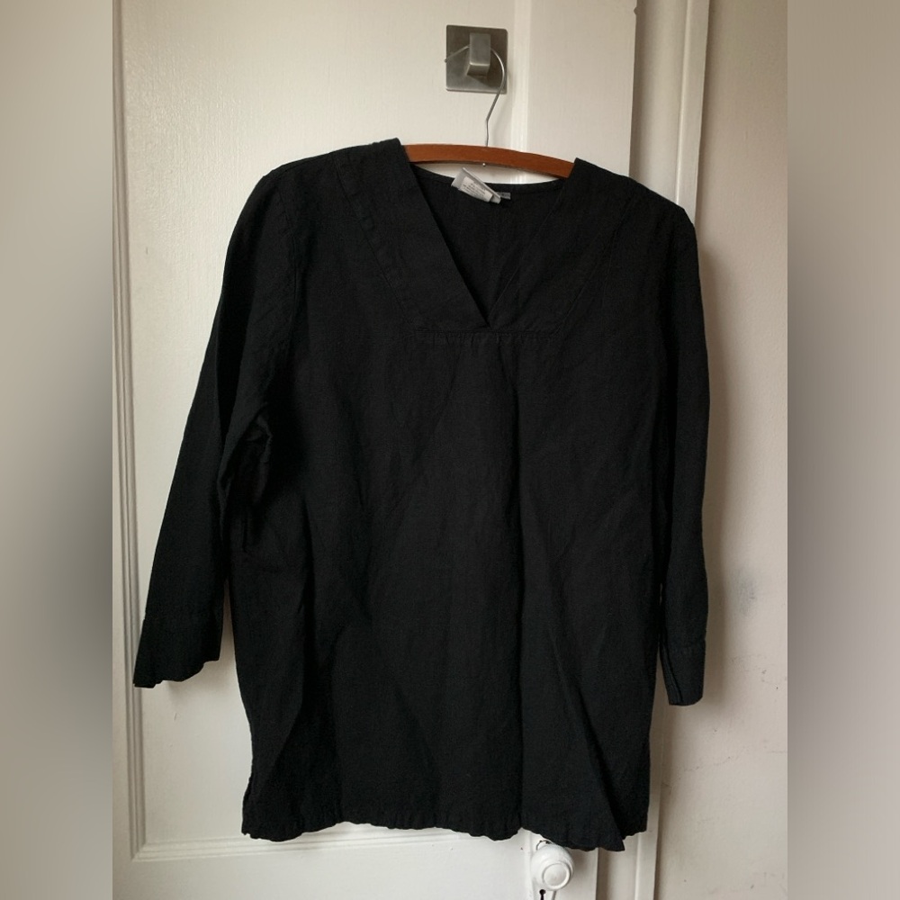 Hot Cotton by Marcware Linen/cotton Blend V-neck Tunic 3/4 sleeve L